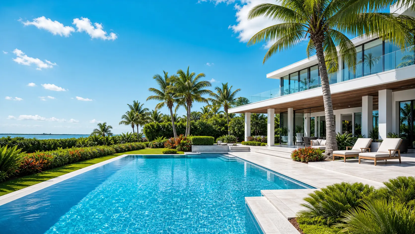 A swimming pool beside a South Florida home